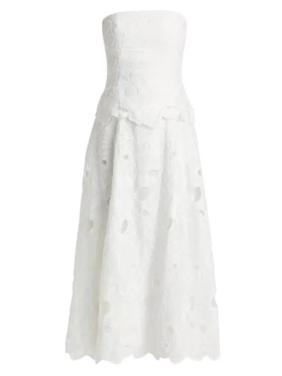 As It May Women's Isla Strapless Lace Midi-dress In White