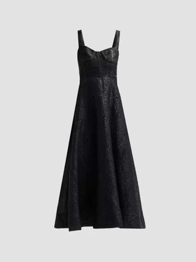 As It May Women's Julia Organza Jacquard Bustier Midi Dress In Black