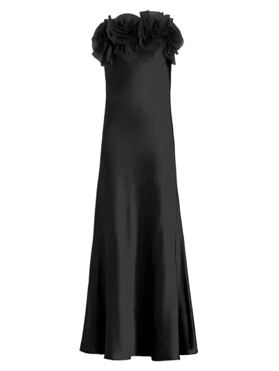 As It May Women's Lisette Organza Rosette Satin Strapless A-line Gown In Black