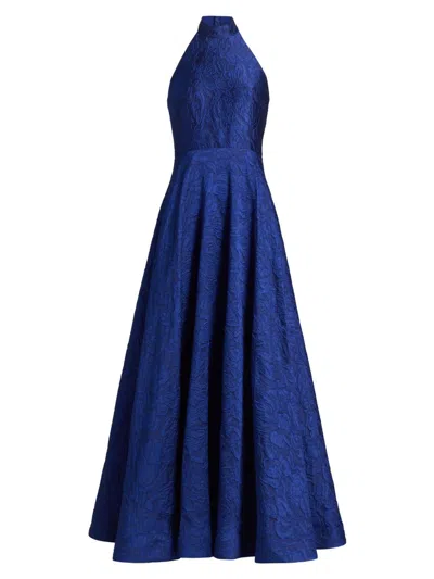 As It May Women's Luna Jacquard Halter Gown In Blue