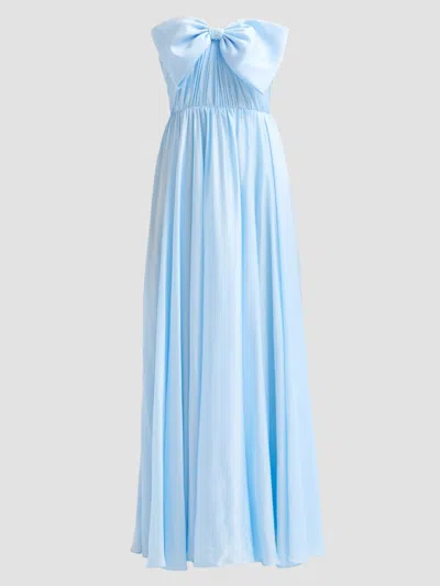 As It May Lunette Strapless Bow-front Gown In Blue