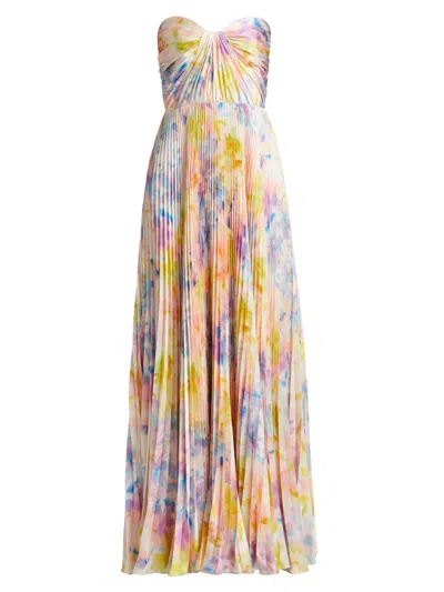 As It May Women's Naomi Abstract Print Satin Strapless Gown