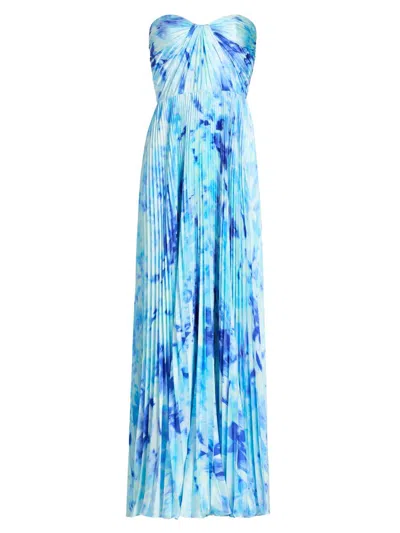 As It May Women's Naomi Abstract Print Satin Strapless Gown