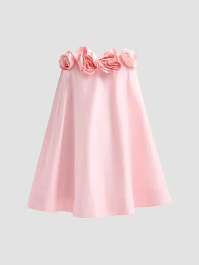 As It May Women's Nerisia 3d Floral Strapless Trapeze Minidress In Pink