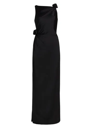 As It May Women's Rosette Draped Column Gown In Black