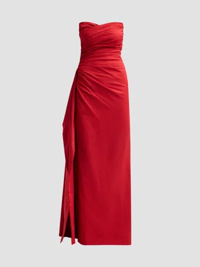 As It May Women's Tiphanie Gathered Faille Gown In Carmine Red