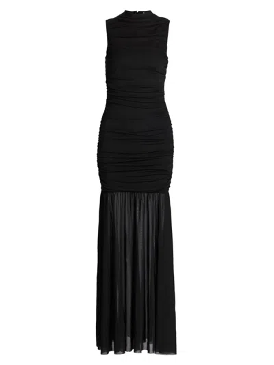 As It May Women's Xanthe Mesh Ruched Maxi Dress In Black