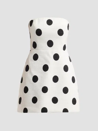 As It May Women's Yvette Polka Dot Strapless Tweed Mini Dress In White Black
