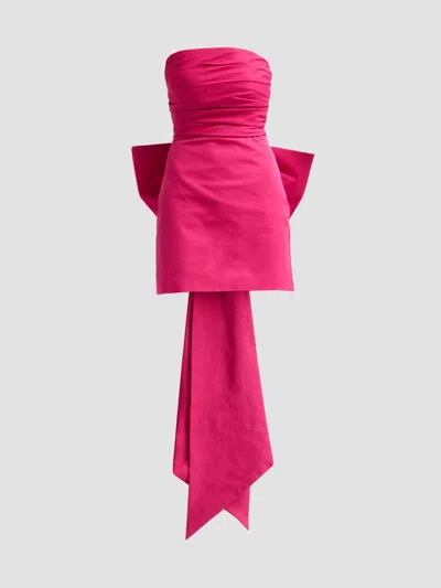 As It May Women's Zelie Strapless Bow Faille Mini Dress In Royal Fuchsia