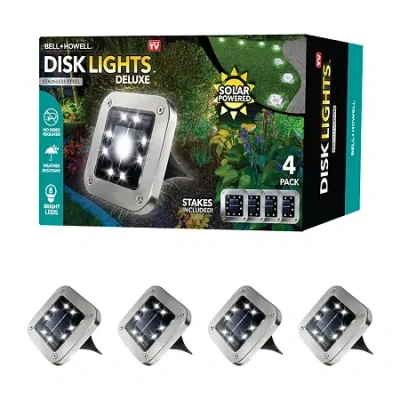 As Seen On Tv Bell + Howell 8 Led Super Bright Solar Powered Square Disk Light With Auto On/off Lighting And Water In Silver