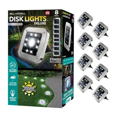 As Seen On Tv Bell + Howell 8 Led Super Bright Solar Powered Square Disk Light With Auto On/off Waterproof And Rus In Silver