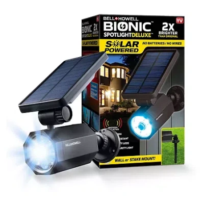 As Seen On Tv Bell + Howell Bionic Spotlight Deluxe Solar Powered Motion Activated 50% Brighter Outdoor Spotlight In Black