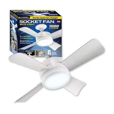 As Seen On Tv Bell + Howell Socket Fan Ceiling With Light In White