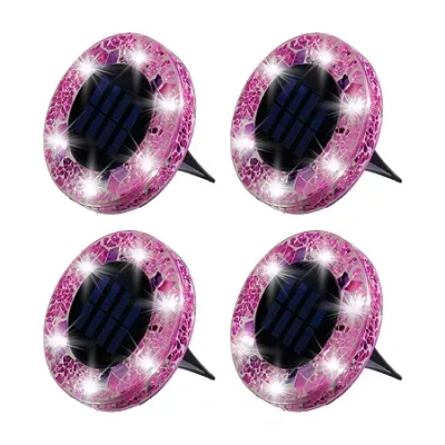 As Seen On Tv Bell + Howell Solar Powered Mosaic Disk Light With Auto On/off Lighting And Weatherproof - 4 Pack In Pink