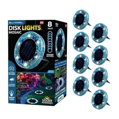 As Seen On Tv Bell + Howell Solar Powered Mosaic Disk Light With Auto On/off Lighting And Weatherproof - 8 Pack In Blue