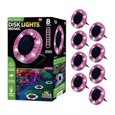 As Seen On Tv Bell + Howell Solar Powered Mosaic Disk Light With Auto On/off Lighting And Weatherproof - 8 Pack In Pink