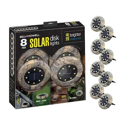 As Seen On Tv Bell + Howell Solar Powered Outdoor Disk Lights With 8 Led - 8 Pack In White