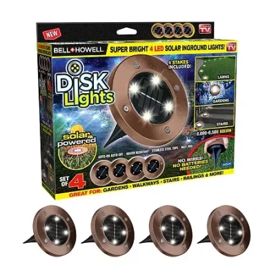 As Seen On Tv Bell + Howell Solar Powered Outdoor Disk Lights With Auto On/off Lighting And Weatherproof Rust-free In Brown