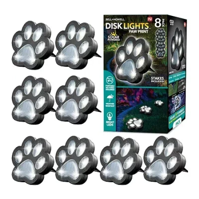 As Seen On Tv Bell + Howell Solar Powered Paw Print Disk Lights - 8 Pack In Black