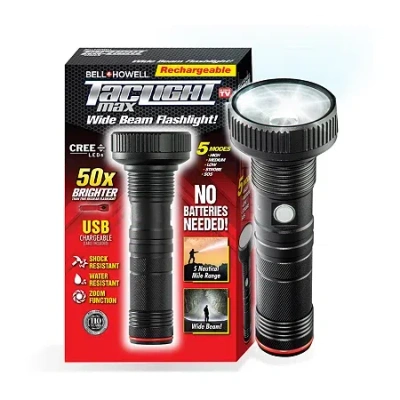 As Seen On Tv Bell + Howell Taclight Max Rechargeable Wide Beam Handheld Flashlight In Black