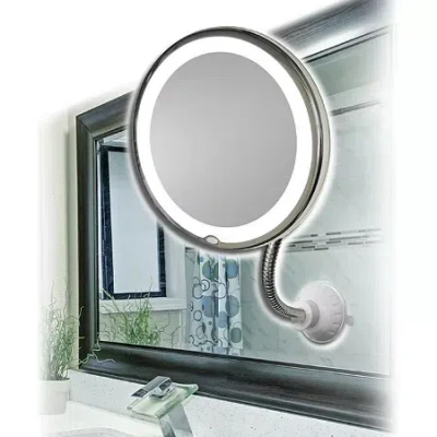 As Seen On Tv My Flexible Illuminated 5x Magnification Mirror With Bendable Neck And Suctions To Flat Surfaces In Silver