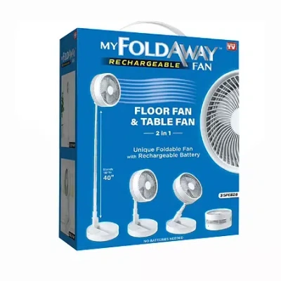 As Seen On Tv My Foldaway Rechargeable Floor And Table Fan With Rechargeable Battery In White