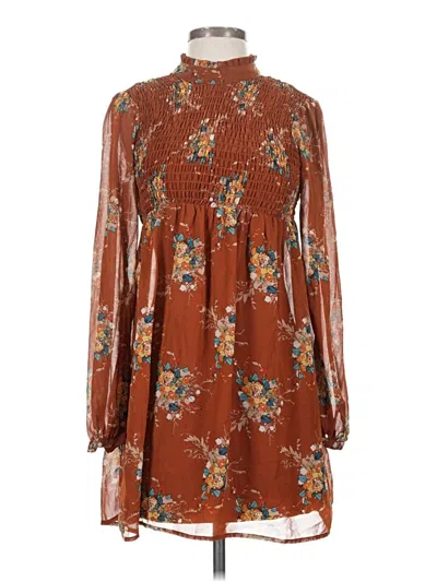 Pre-owned As U Wish Casual Dress In Brown