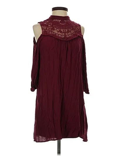 Pre-owned As U Wish Casual Dress In Burgundy