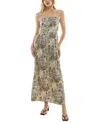As U Wish Juniors' Animal-print Square-neck Maxi Dress In Taupe Navy Ivory