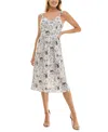 As U Wish Juniors' Wide-strap Smocked-back Fit & Flare Dress In White