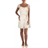 As U Wish Juniors Womens Chiffon Floral Print Fit & Flare Dress In Blue