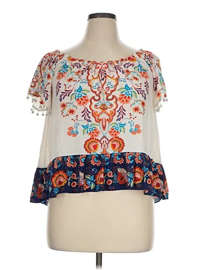 Pre-owned As U Wish Short Sleeve Blouse In Ivory