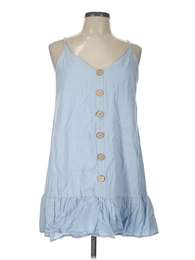 Pre-owned As U Wish Sleeveless Button Down Shirt In Blue
