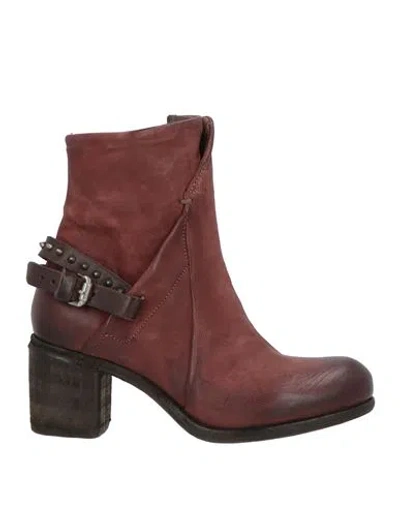 As98 A. S.98 Woman Ankle Boots Burgundy Size 6 Soft Leather In Red