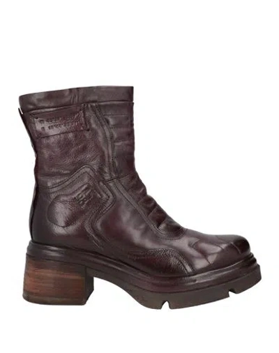 As98 A. S.98 Woman Ankle Boots Plum Size 8 Leather In Purple