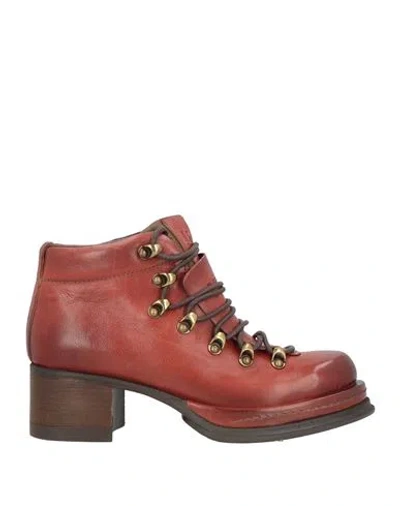 As98 A. S.98 Woman Ankle Boots Tan Size 6 Leather In Red