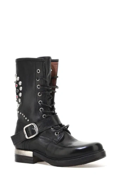 As98 A.s.98 Austin Embellished Combat Boot In Black