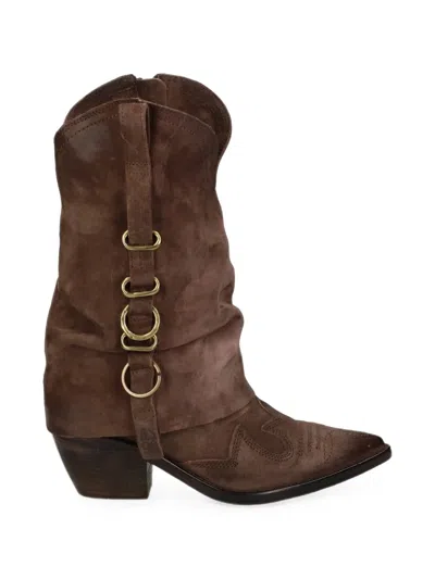 As98 Calix Slouchy Western Boots In Blue
