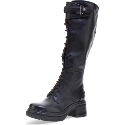 As98 A.s.98 Edison Lace-up Knee High Boot In Black