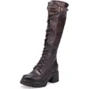 As98 A.s.98 Edison Lace-up Knee High Boot In Brown