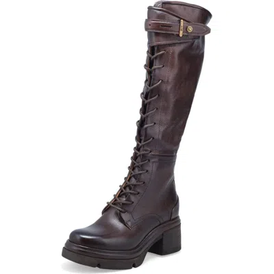 As98 A.s.98 Edison Lace-up Knee High Boot In Brown