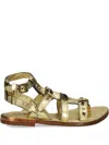 As98 Grant Studded Buckled Flat Sandals In Gold