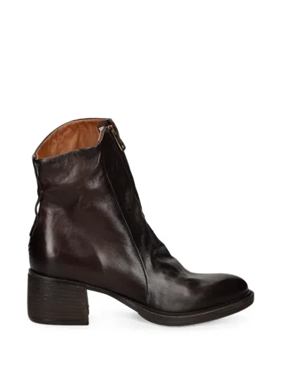 As98 Lira Front-zip Leather Boots In Brown