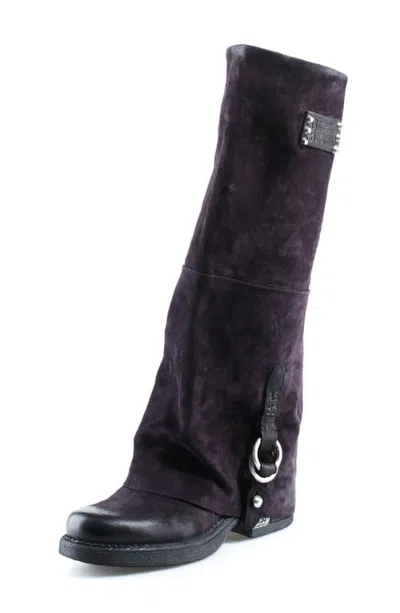 As98 A.s.98 Pace Leather Knee High Boot In Eggplant