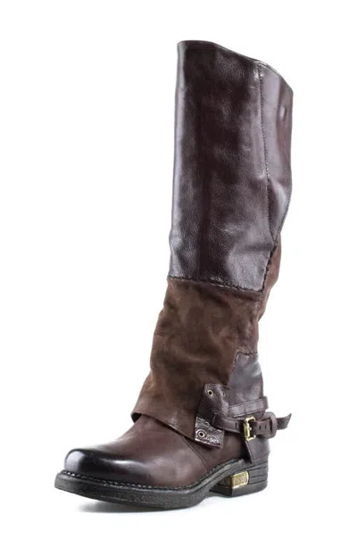 As98 A.s.98 Perkins Croc Embossed Leather Boot In Brown