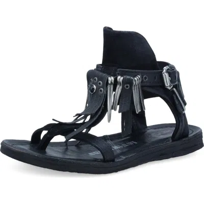 As98 A.s.98 Raleigh Ankle Strap Sandal In Black
