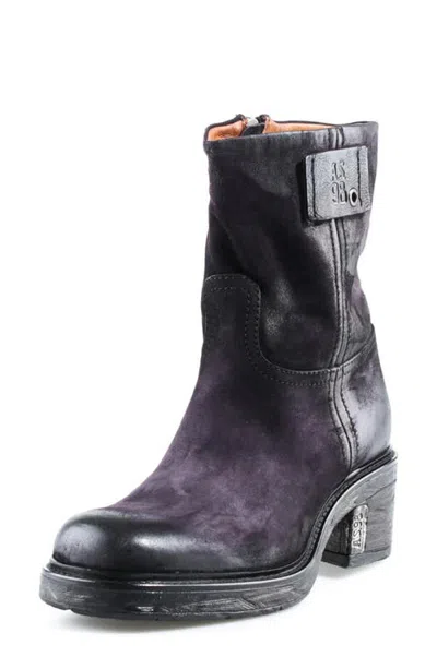 As98 A.s.98 Slate Leather Bootie In Eggplant