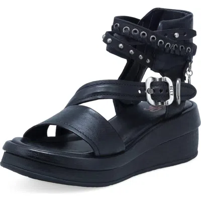 As98 A.s.98 Spaulding Ankle Strap Sandal In Black