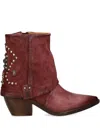 As98 Studded Heeled Boot In Red