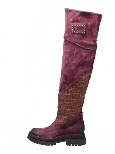 As98 Women's Dewey Boot In Wine In Pink